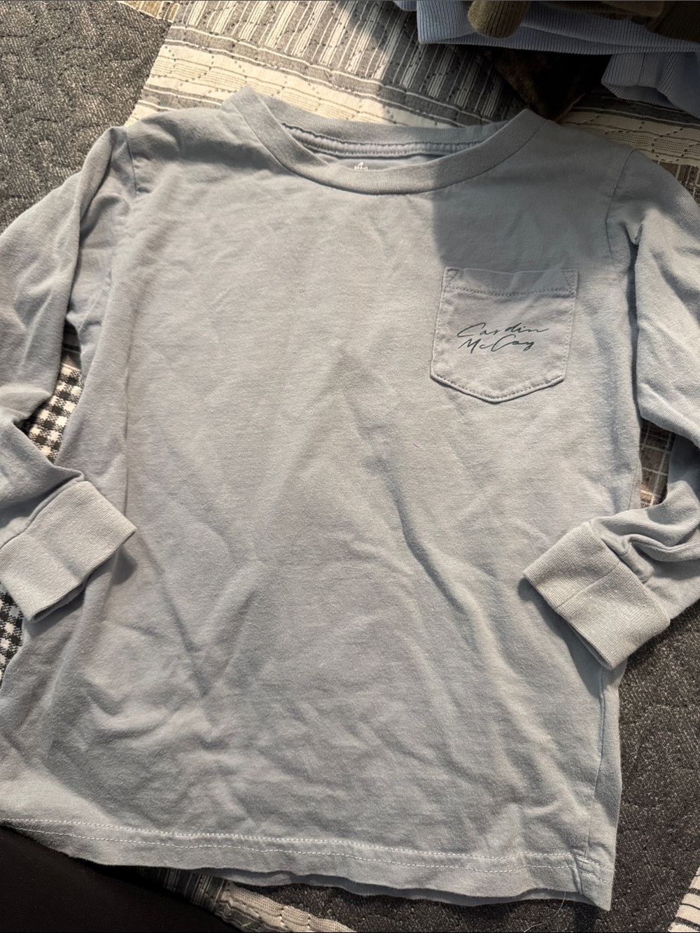 Kids Long Sleeve Pocket Tee - Light Blue